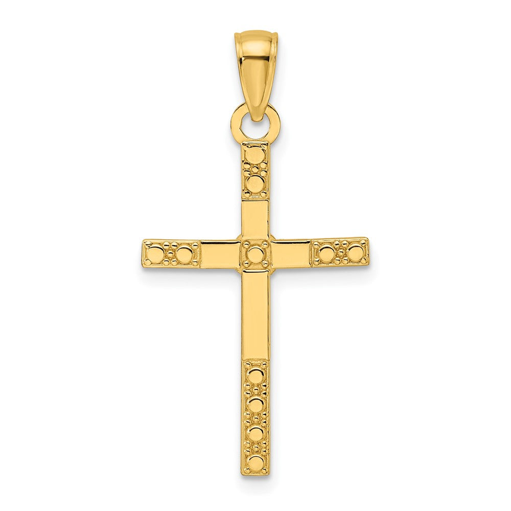 14k Yellow Gold Polished & Designed Cross Pendant
