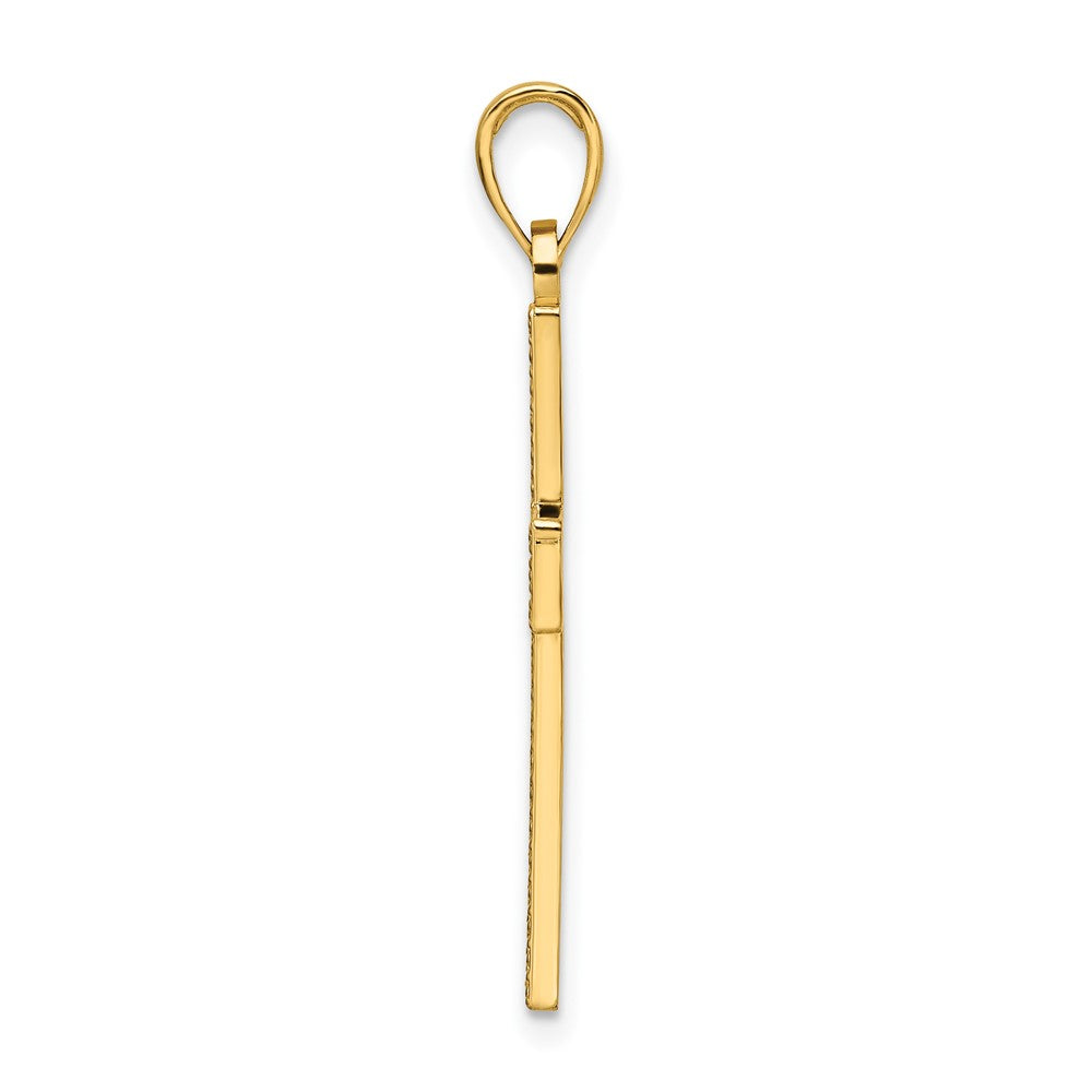 14k Yellow Gold Polished & Textured Cross Pendant