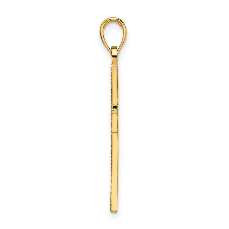 14k Yellow Gold Polished & Textured Cross Pendant