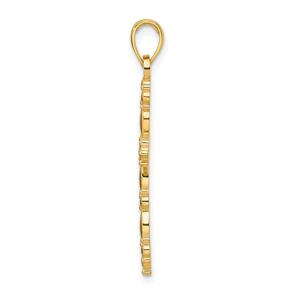 14k Yellow Gold Polished Fancy Shapes Cross Pendant