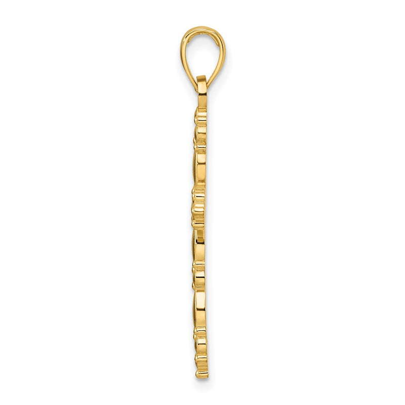 14k Yellow Gold Polished Fancy Shapes Cross Pendant