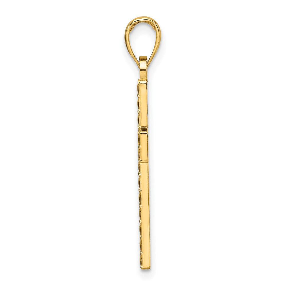 14k Yellow Gold Polished & Textured Cross Pendant