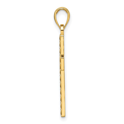 14k Yellow Gold Polished & Textured Cross Pendant