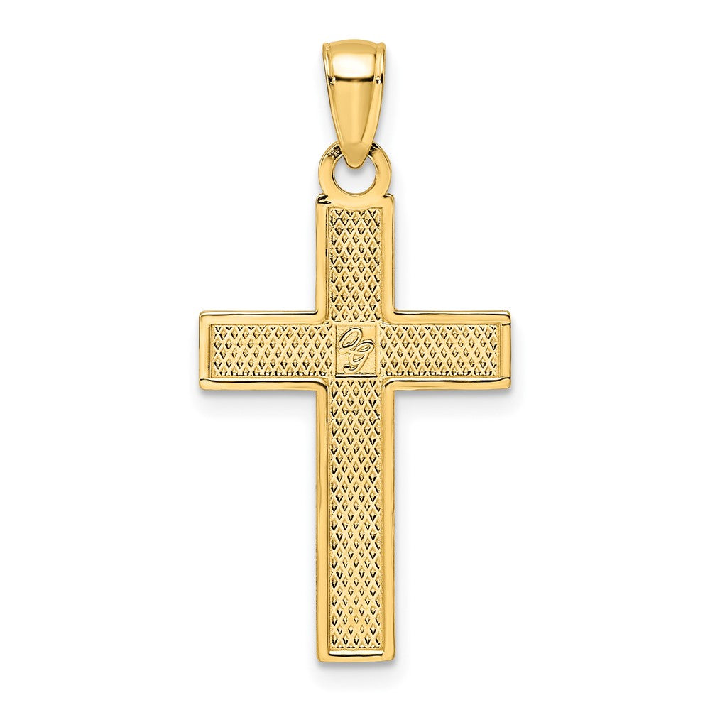 14k Yellow Gold Polished & Textured Cross Pendant