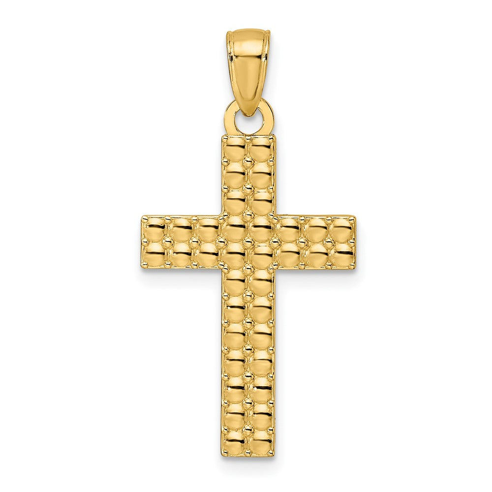 14k Yellow Gold Polished & Textured Cross Pendant