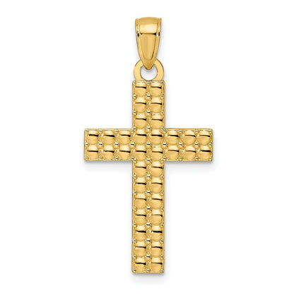 14k Yellow Gold Polished & Textured Cross Pendant