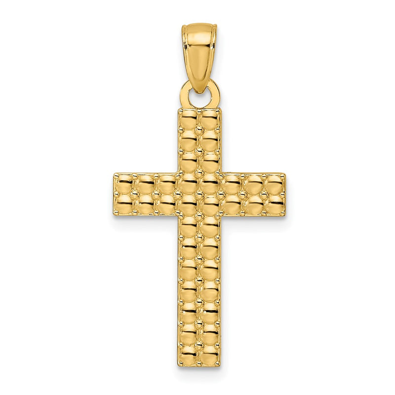14k Yellow Gold Polished & Textured Cross Pendant