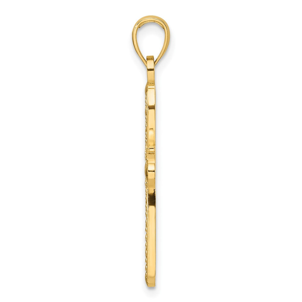 14k Yellow Gold Polished & Textured Fancy Cross Pendant