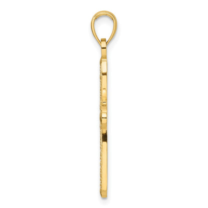 14k Yellow Gold Polished & Textured Fancy Cross Pendant