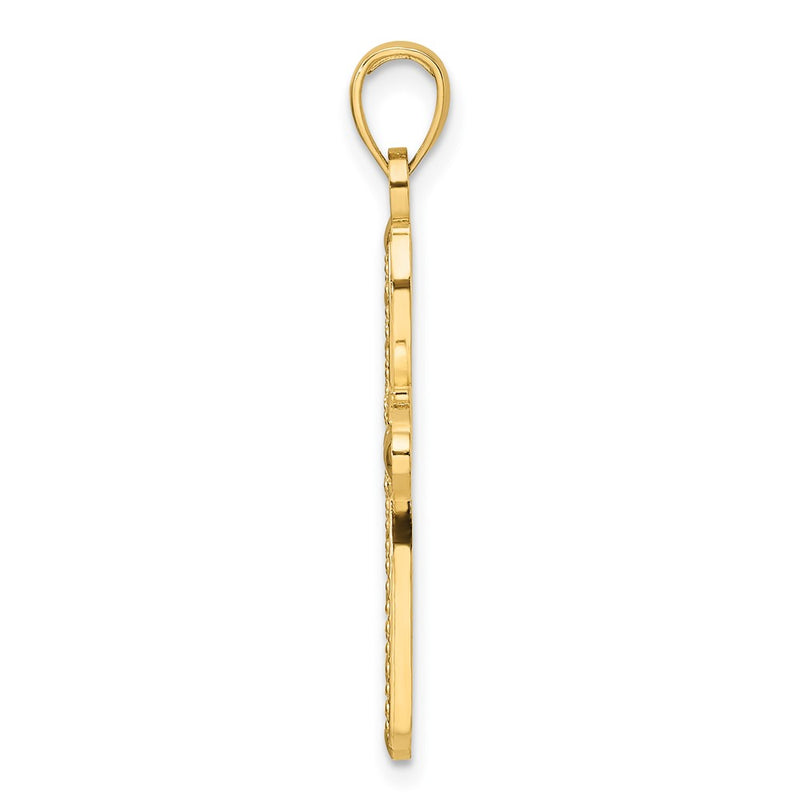14k Yellow Gold Polished & Textured Fancy Cross Pendant