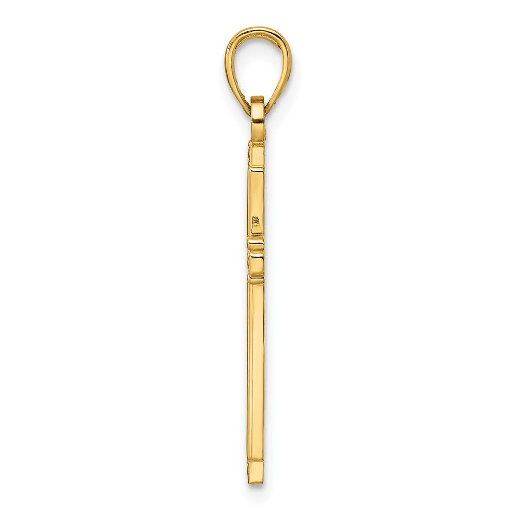 14k Yellow Gold Polished & Textured Fancy Cross Pendant