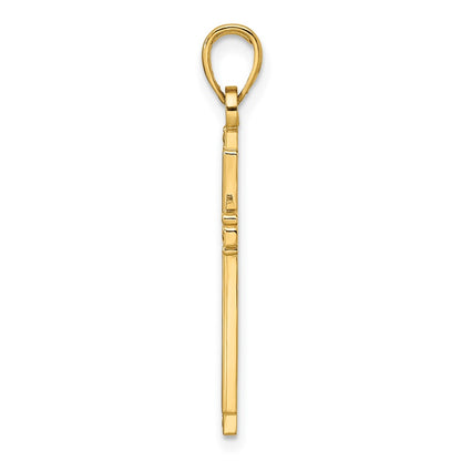 14k Yellow Gold Polished & Textured Fancy Cross Pendant