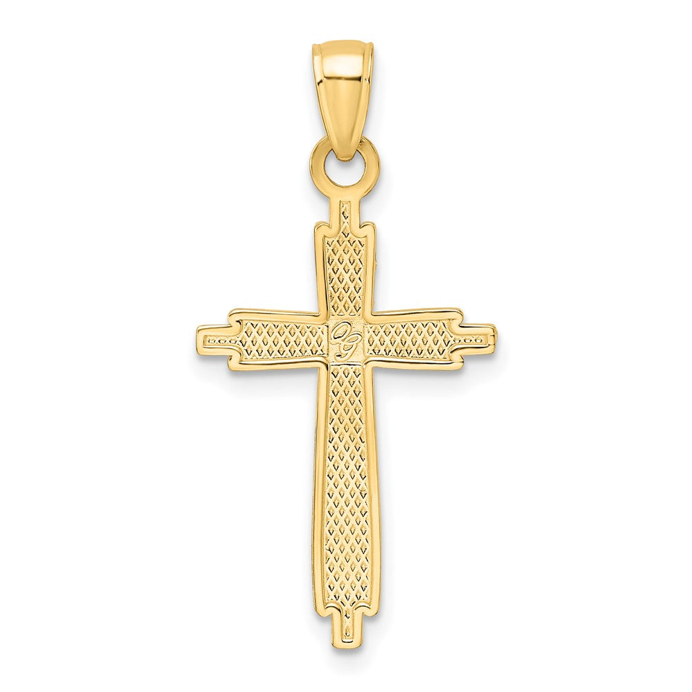 14k Yellow Gold Polished & Textured Fancy Cross Pendant