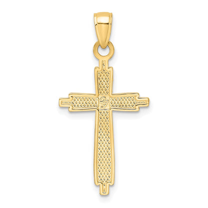 14k Yellow Gold Polished & Textured Fancy Cross Pendant