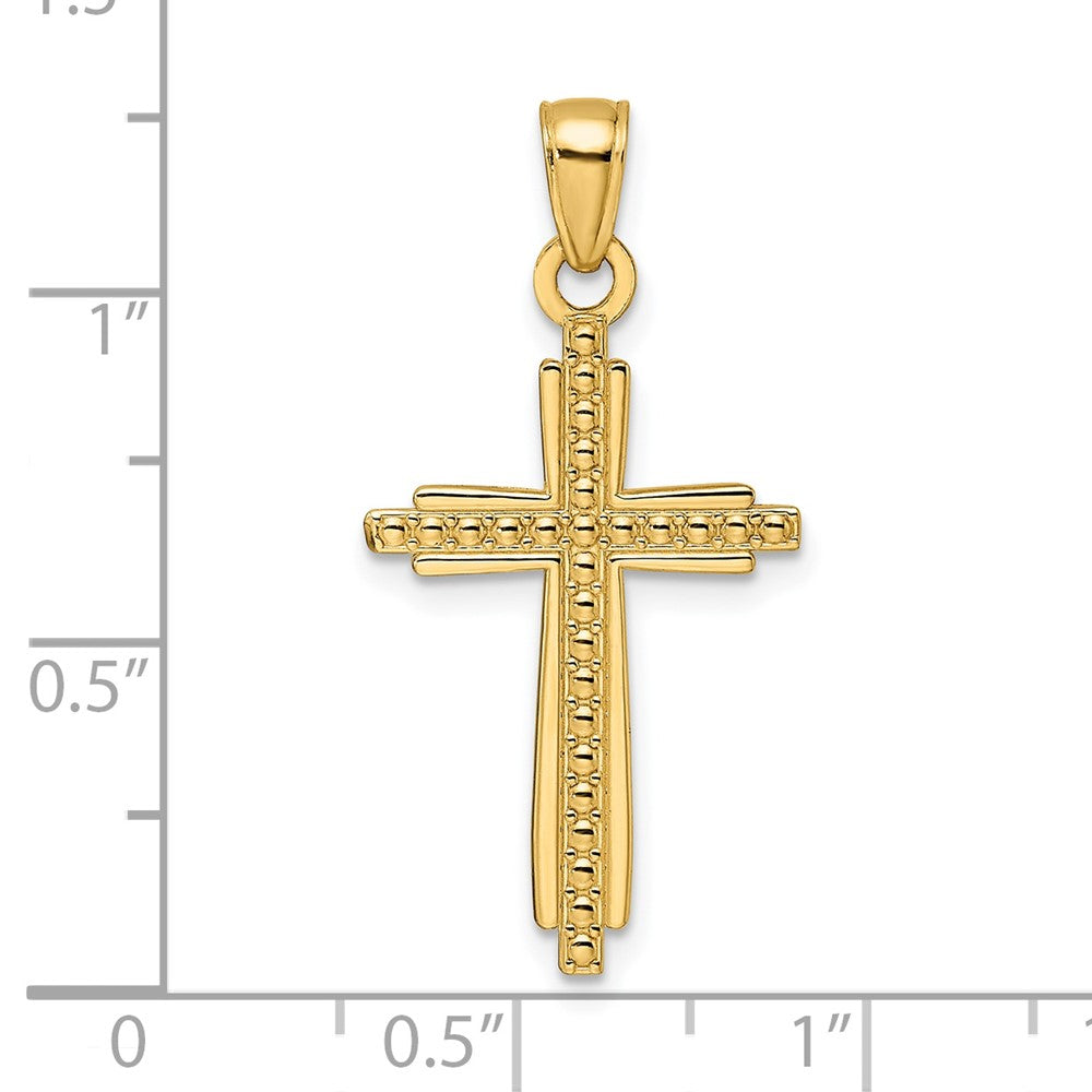 14k Yellow Gold Polished & Textured Fancy Cross Pendant