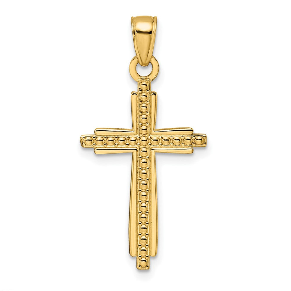 14k Yellow Gold Polished & Textured Fancy Cross Pendant