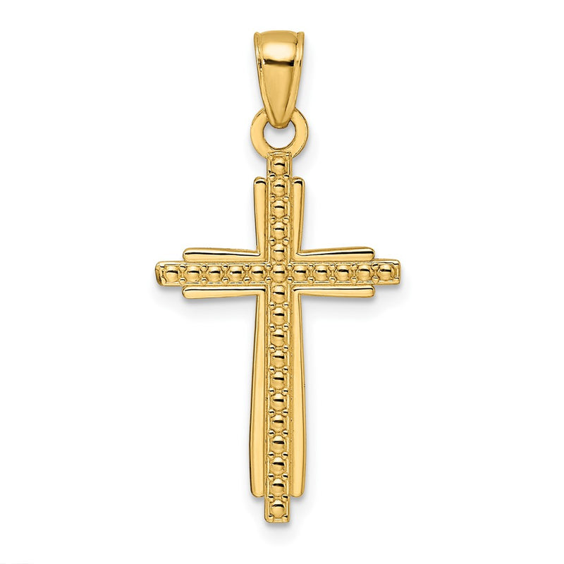 14k Yellow Gold Polished & Textured Fancy Cross Pendant