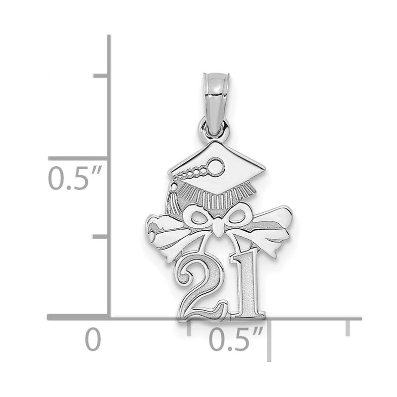 14k White Goldw Graduation Cap and Diploma - 2021 Charm