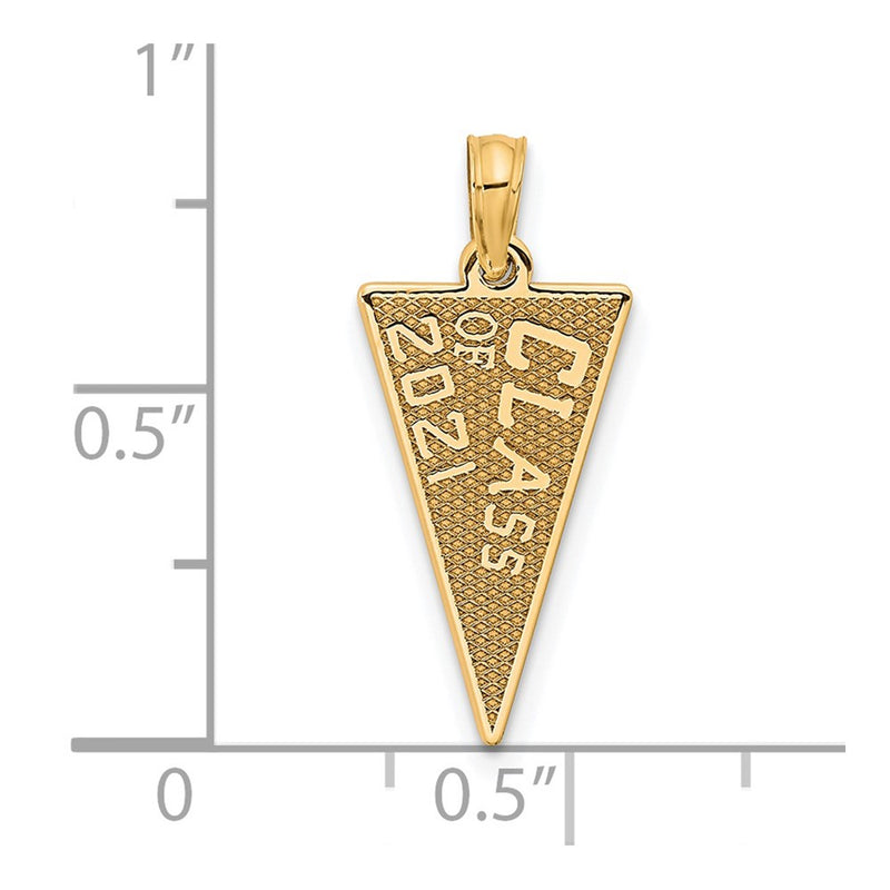 14k Yellow Gold Class Of 2021 Rally Flag / Graduation Charm