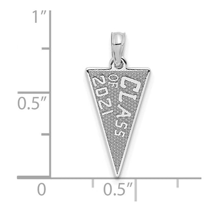 14k White Goldw Class Of 2021 Rally Flag / Graduation Charm