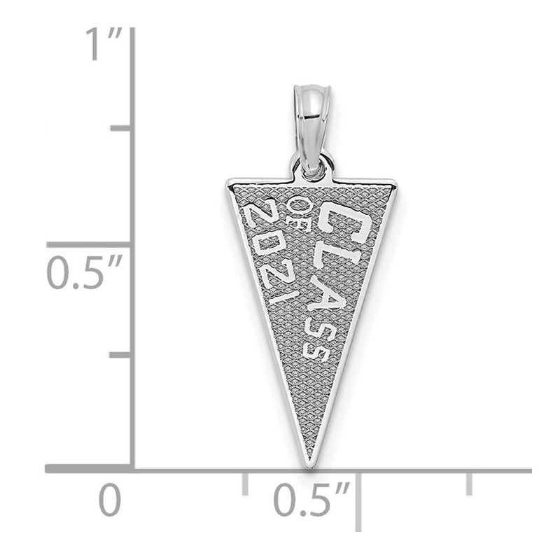 14k White Goldw Class Of 2021 Rally Flag / Graduation Charm