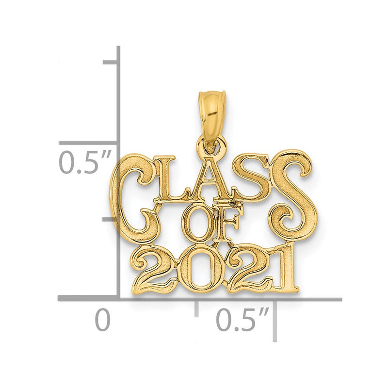 14k Yellow Gold CLASS OF 2021 Graduation Charm