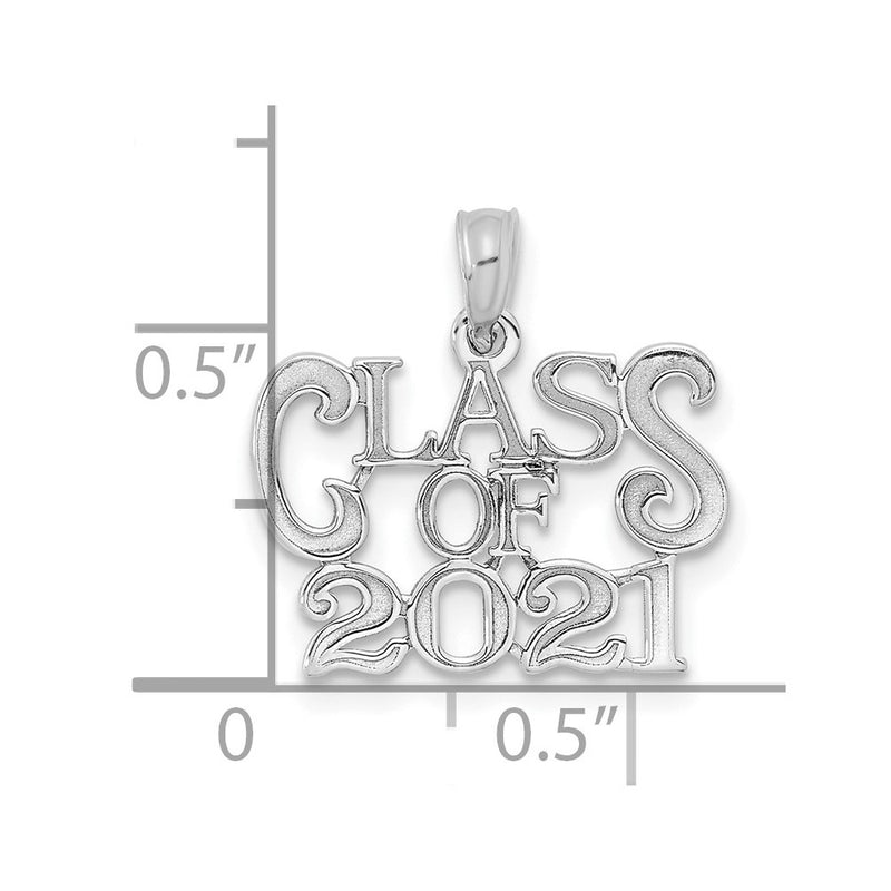 14k White Goldw CLASS OF 2021 Graduation Charm