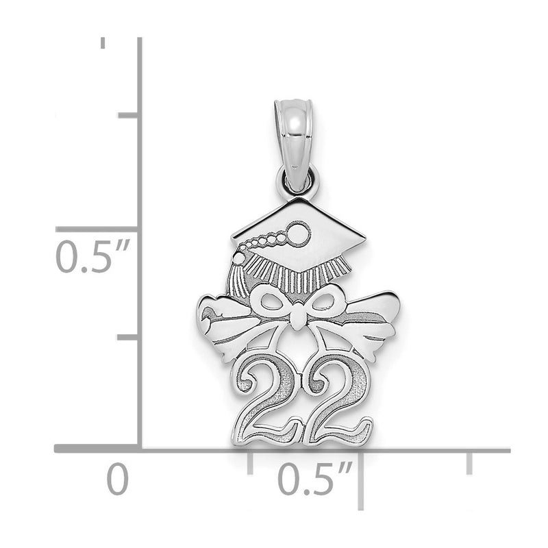14k White Goldw Graduation Cap and Diploma - 2022 Charm