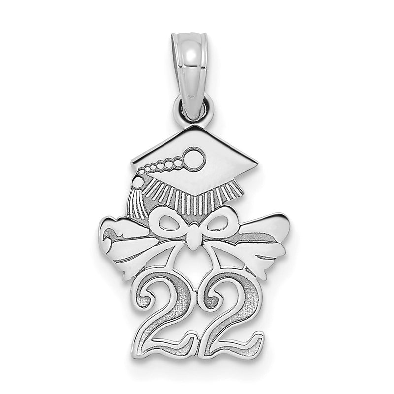 14k White Goldw Graduation Cap and Diploma - 2022 Charm