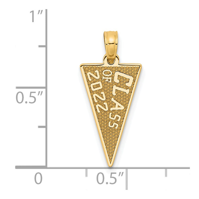 14k Yellow Gold Class Of 2022 Rally Flag / Graduation Charm