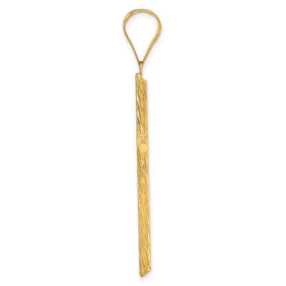 14k Yellow Gold Polished & Textured Fancy Cross Pendant