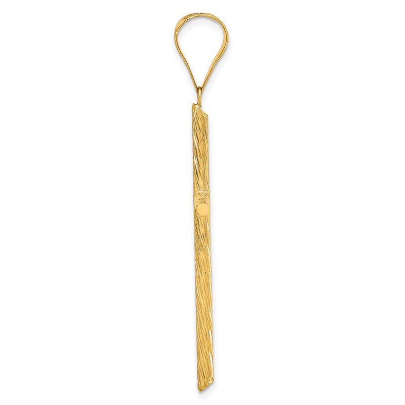 14k Yellow Gold Polished & Textured Fancy Cross Pendant