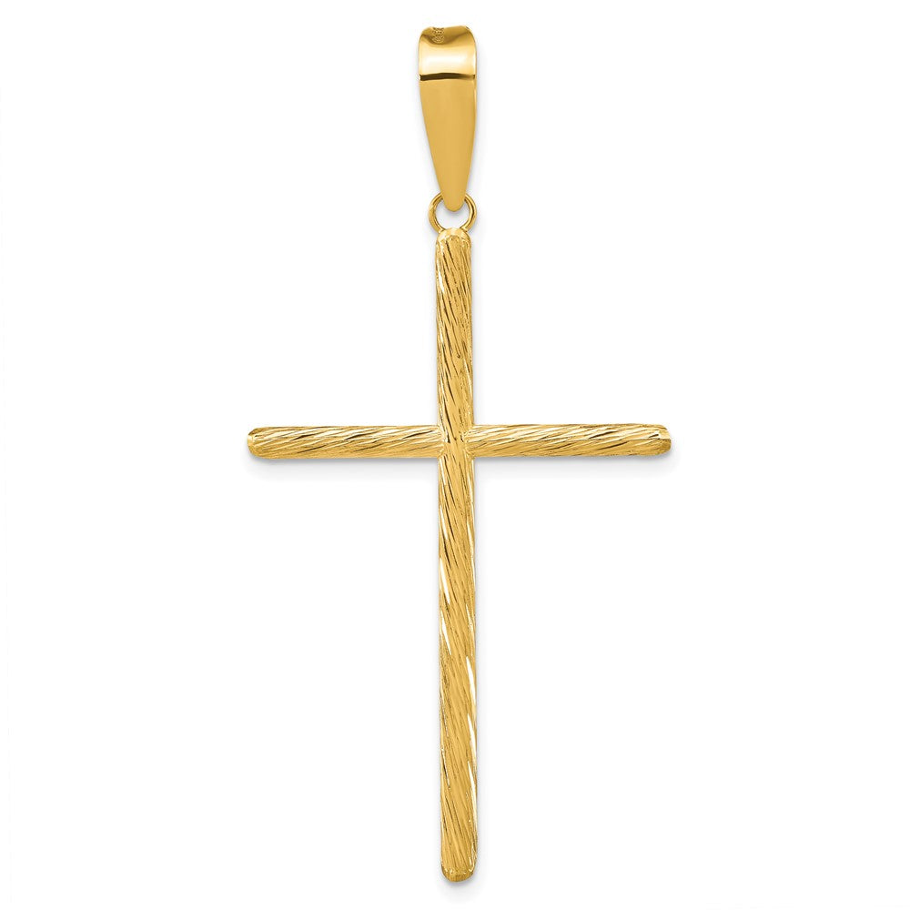 14k Yellow Gold Polished & Textured Fancy Cross Pendant
