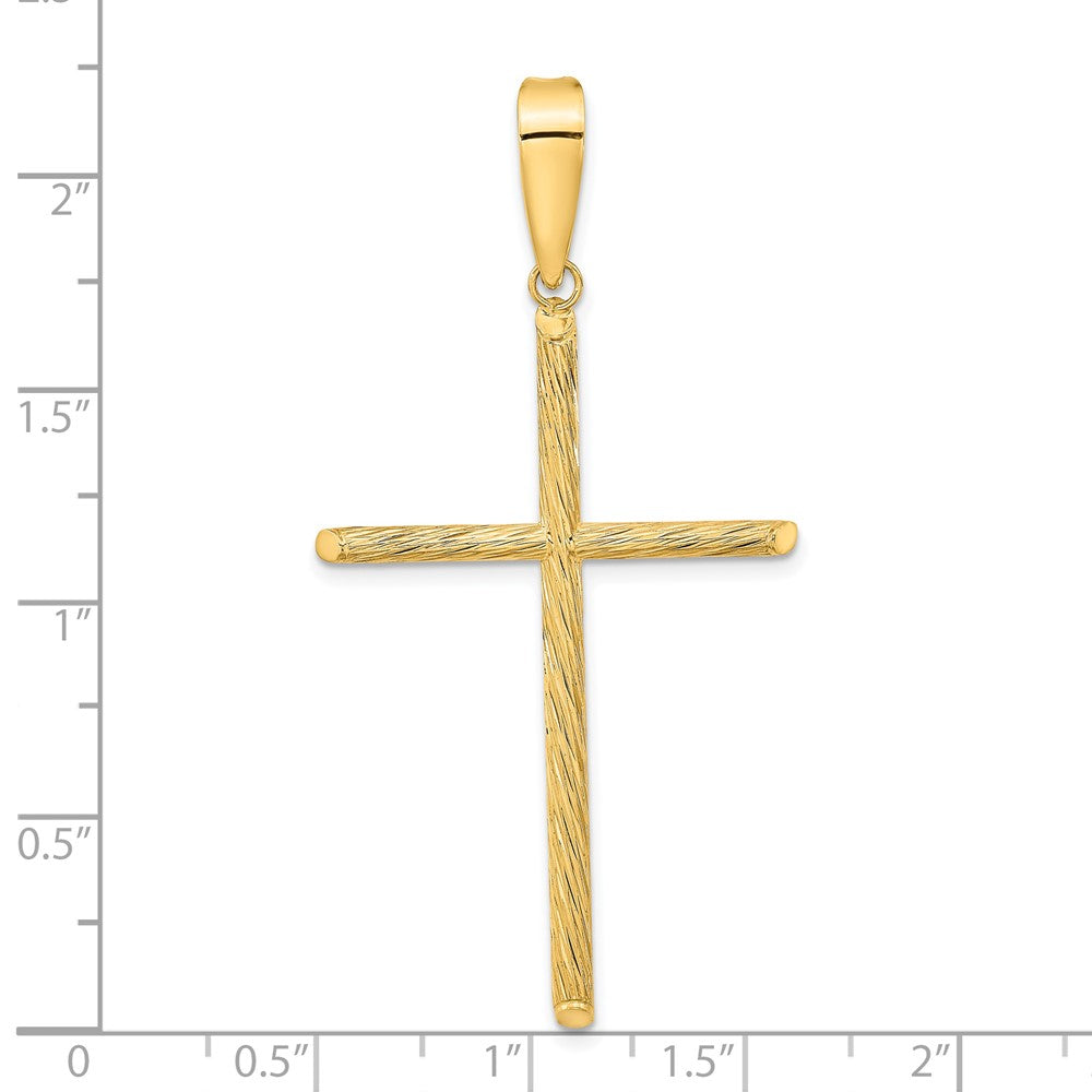 14k Yellow Gold Polished & Textured Fancy Cross Pendant
