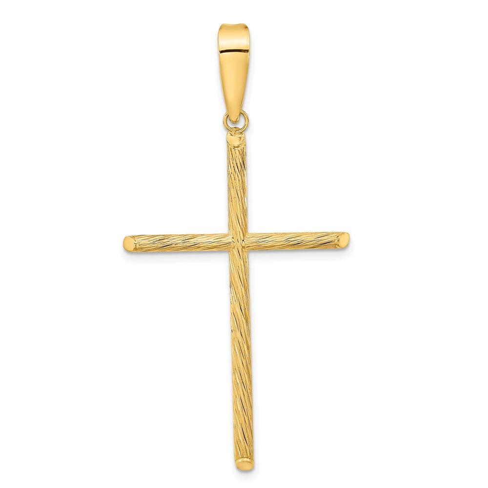 14k Yellow Gold Polished & Textured Fancy Cross Pendant