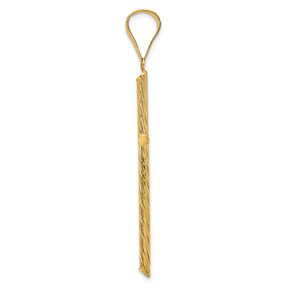 14k Yellow Gold Polished & Textured Fancy Cross Pendant