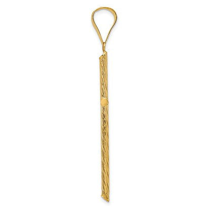14k Yellow Gold Polished & Textured Fancy Cross Pendant