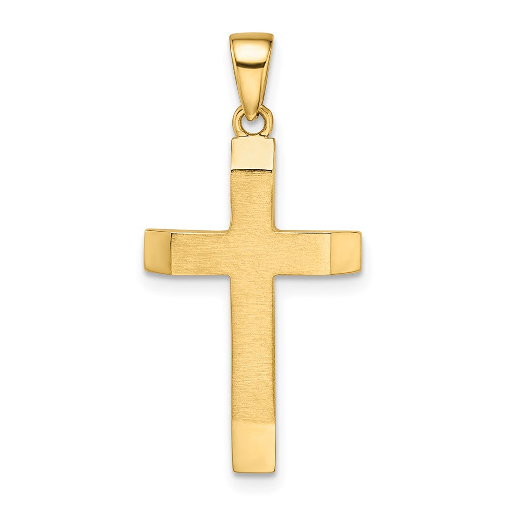 14k Yellow Gold Satin/Polished Beveled Medium Latin Cross Pendant