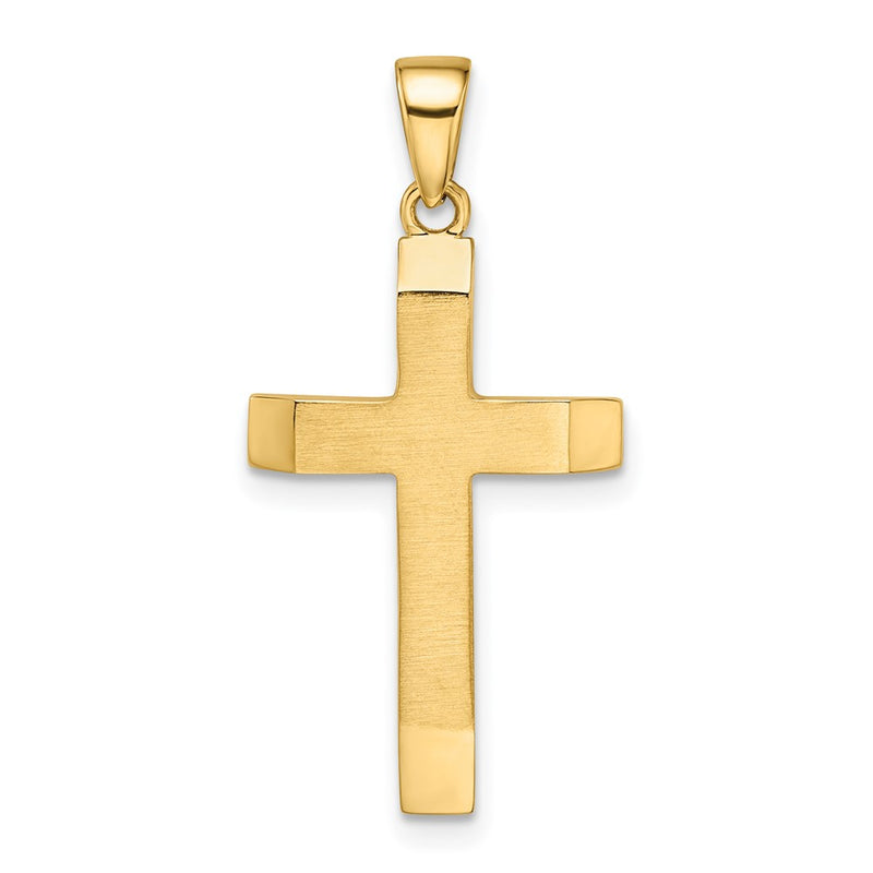14k Yellow Gold Satin/Polished Beveled Medium Latin Cross Pendant