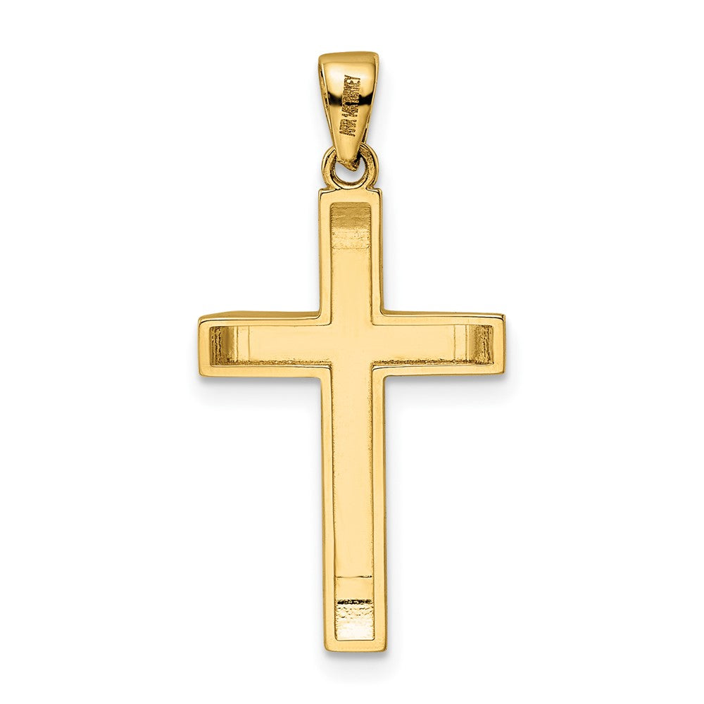 14k Two-tone Gold Polished and Textured Crucifix Pendant