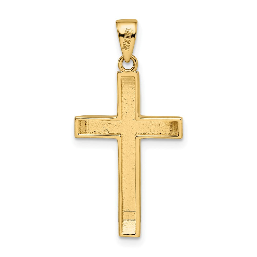 14k Two-tone Gold Yellow and Rose Gold with White Rhodium Beveled Large Crucifix Pendant