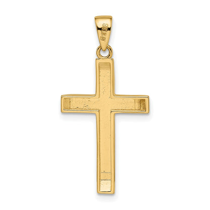 14k Two-tone Gold Yellow and Rose Gold with White Rhodium Beveled Large Crucifix Pendant