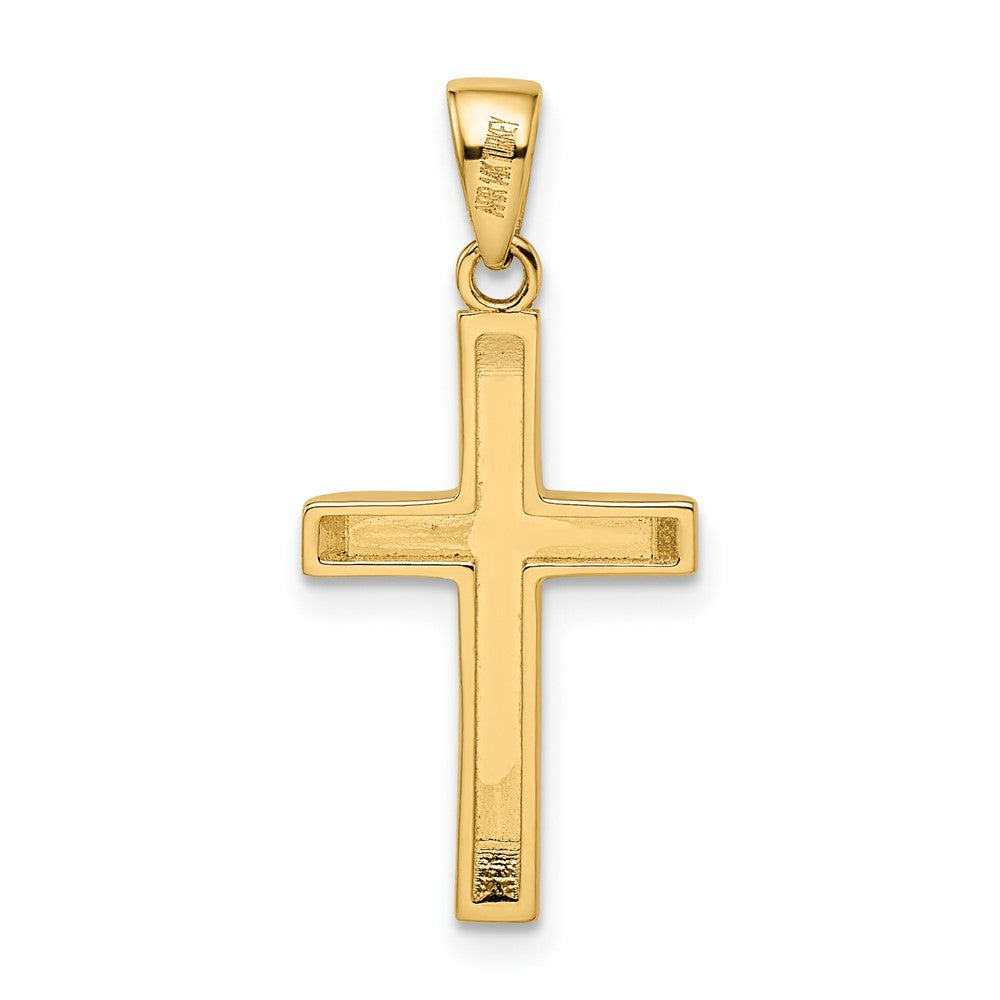 14k Two-tone Gold Yellow and Rose Gold with White Rhodium Beveled Medium Crucifix Pendant