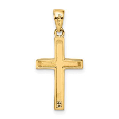 14k Two-tone Gold Yellow and Rose Gold with White Rhodium Beveled Medium Crucifix Pendant