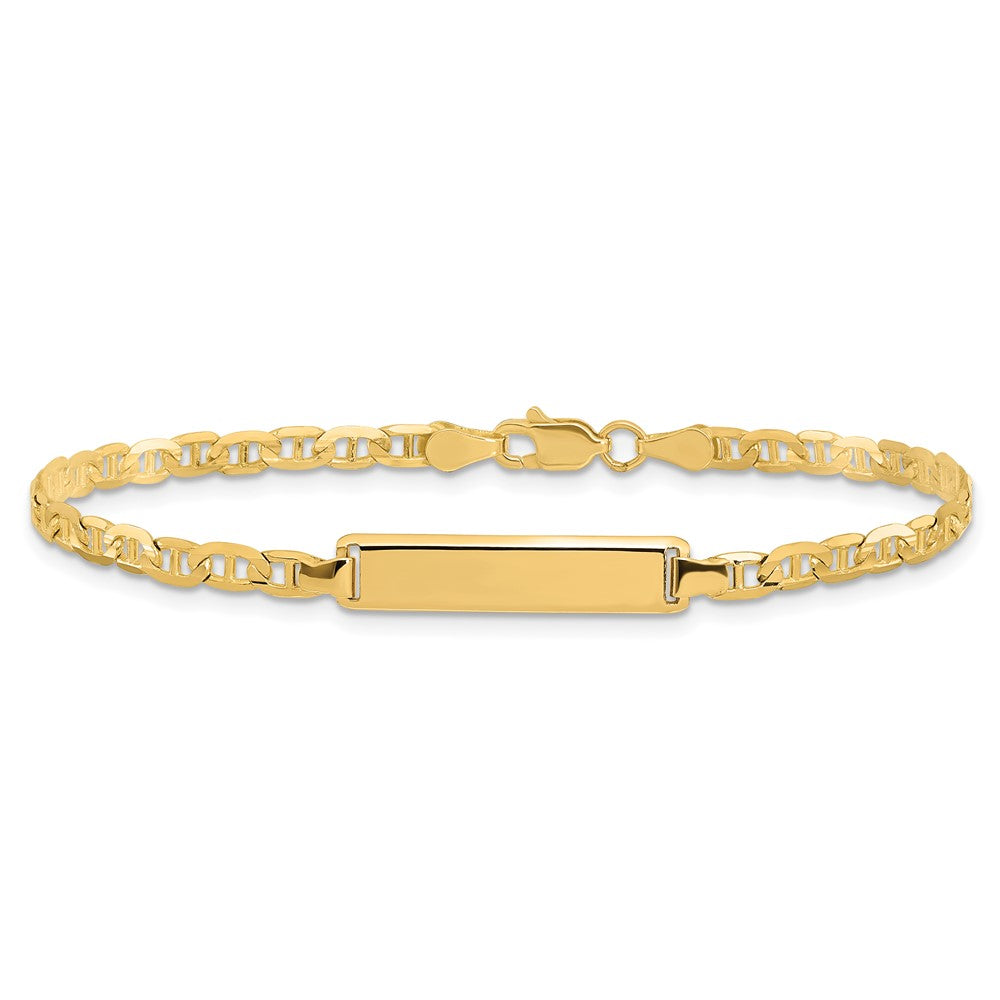 Solid 14K Yellow Gold Anchor Link ID Bracelet