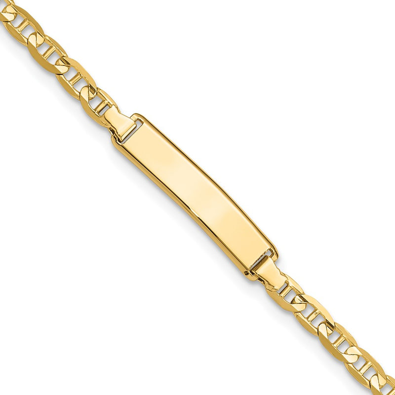 Solid 14K Yellow Gold Anchor Link ID Bracelet