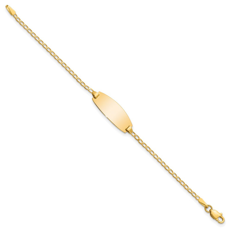 Solid 14K Yellow Gold Oval Curb ID Bracelet