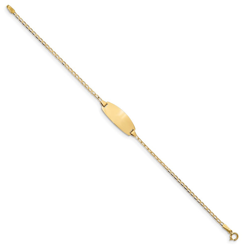 Solid 14K Yellow Gold Oval Curb ID Bracelet