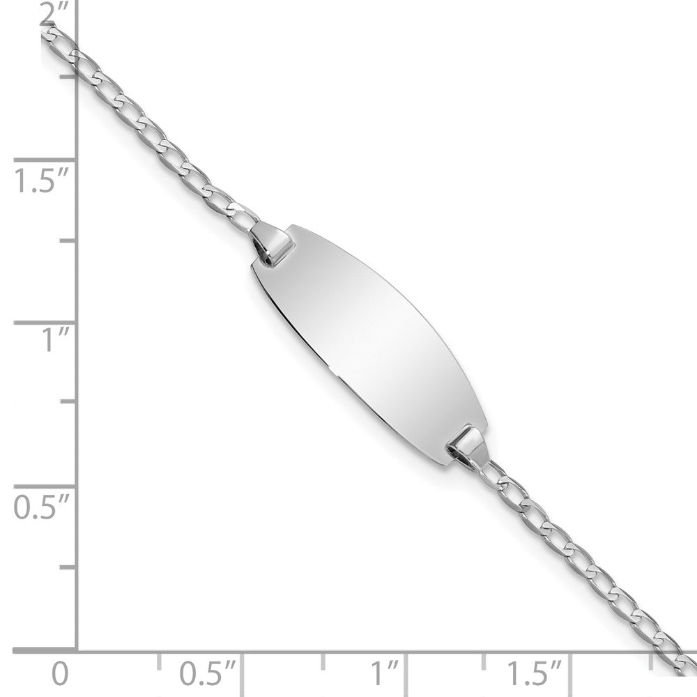 Solid 14K White Gold Oval Curb ID Bracelet