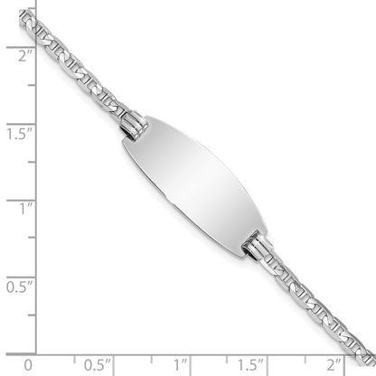 Solid 14K White Gold Oval Anchor ID Bracelet